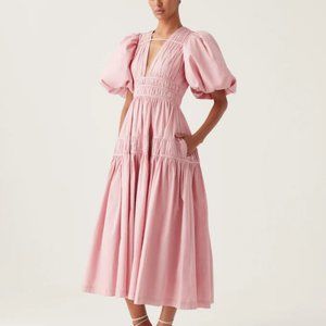 Aje Fallingwater Ruched Midi Dress
